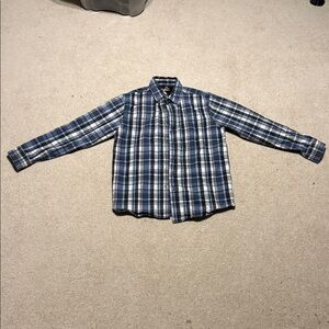 Plaid Button Down Shirt - Blue thick cotton size medium
